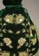 Dark Green Potli Bag In Satin With Hand Embroidered Floral Design Using Sequins And Zardosi