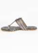 Dark Grey Kolhapuri Flats With Black And White Snake Print Sole  By Sole House