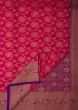 Dark pink saree in chanderi silk with floral jaal weave all over
