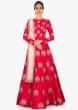 Rani Pink Anarkali Suit In Raw Silk With Shimmer Dupatta Online - Kalki Fashion