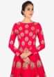 Rani Pink Anarkali Suit In Raw Silk With Shimmer Dupatta Online - Kalki Fashion