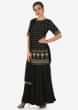 Dark Green Straight Palazzo Suit Adorn In Zardosi And Tassel Work Online - Kalki Fashion