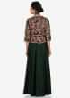 Dark green dress in cotton embellished in frenchknots and gotapatti embroidery work  only on Kalki