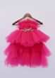 Kalki Girls Dark pink shimmer net gown with frill layers and bow detailing by fayon kids