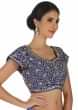 Dazzling blue blouse in raw silk adorn in  kundan and gotta patch work only on kalki