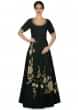 Deep bottle green anarkali suit in raw silk with sequin embroidery only on Kalki