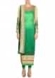‌Green Suit With Ombre Effect And Mirror And Sequins Embroidery Online - Kalki Fashion