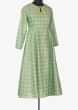 Dull green printed kurti with resham neckline and key hole opening only on Kalki