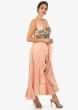 Dull peach cotton tunic with front slit and a tie up only on Kalki