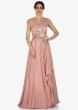 Dull pink gown in georgette with thread embroidery and fancy drape only on Kalki