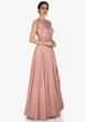 Dull pink gown in georgette with thread embroidery and fancy drape only on Kalki
