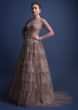 Eve Champagne Gown In Hand Crafted Net With Snowflake Motifs