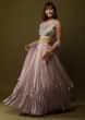 Dusty Lavender Tiered Lehenga And Crop Top With Cut Dana Work All Over And Cold Shoulder Sleeves 
