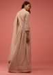 Dusty Peach Suit With A Mirror Embroidered Front Slit Kurti And Straight Cut Pants