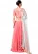 Peach Lehenga Set In Net With Embroidery And Blue Dupatta Online - Kalki Fashion