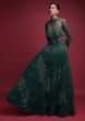 Emerald Green Evening Gown In Hand Embellished Net With Jeweled Illusion Neckline