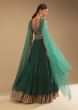 Emerald Green Lehenga In Georgette With A Plunging Neck Crop Top Featuring Floral Hand Work And Choker Dupatta 