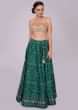 Emerald green silk lehenga with patola print and embroidery 