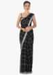 Black Saree In Cotton Silk With Checks Pattern Online - Kalki Fashion