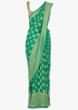 Fern green georgette saree in weaved butti and border