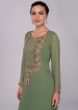 Fern green multiple layer georgette suit with embroidered bodice