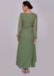 Fern green multiple layer georgette suit with embroidered bodice
