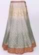 Flint grey banarasi silk lehenga paired with fuchsia pink banarasi silk weaved dupatta 
