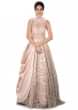 Flushed Pink Gown With Halter Neckline And Long Trail Online - Kalki Fashion