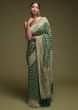 Forest Green Banarasi Saree In Georgette With Woven Buttis And Zardozi Work  