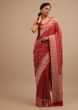 Formula One Red Traditional Style Saree In Georgette With Woven Jaal Work 