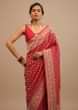 Formula One Red Traditional Style Saree In Georgette With Woven Jaal Work 