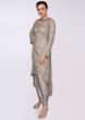 Front short back long grey organza suit paired with satin dhoti pants 