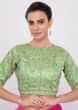 Fuchsia Pink Saree In Chanderi Silk With Golden Border Online - Kalki Fashion