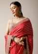 Fuchsia Pink Saree In Brocade Silk With Woven Stripes And Gotta Embroidered Border Along With Unstitched Blouse  