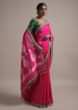 Fuchsia Saree In Silk With Weaved Floral Buttis And Gotta Embroidered Border  