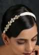 Gold Plated Head Band With Timeless Victorian Polki On One Side And Moti Strings On The Other Half By Paisley Pop