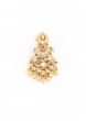 Gold Plated Kundan Earrings In Crescent Motifs With Dangling Yellow And White Pearl Fringes 