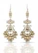 Gold Plated Earrings With Kaanchain Studded In Faux Kundan And Ghoogree Work By Tizora