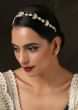 Gold Varini Headband With Severl Kundan Units Lined With Pearls By Paisley Pop