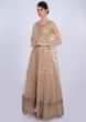 Golden beige anarkali gown in self floral thread embroidery only on Kalki