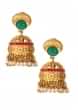 Golden Jhumkas Carved With Kundan And White Pearls only on Kalki
