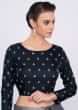 Graphite Grey Saree In Jute Cotton With Midnight Blue Border Online - Kalki Fashion