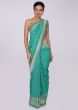 Green and blue shade banarasi silk weaved saree 