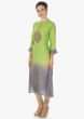 Green and grey kurti in mul cotton with zardosi cut work embroidery only on Kalki