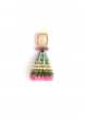 Green And Pink Jhumkas With Hand Painted Enamel Work Embellished With Kundan And Dangling Multi Colored Bead Fringes 