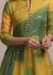 Green And Yellow Shaded Anarkali Tunic With Bandhani And Foil Print  