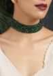 Green Choker Necklace With Intricate Bead Strings By Paisley Pop