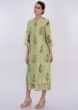 Green cotton tunic dress with butti only on Kalki