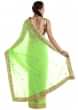 Green Saree Ingeorgette Adorned With Gotta Patch Work Online - Kalki Fashion
