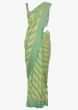 Green shaded weaved saree with stripes and butti 
